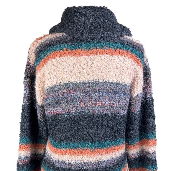 Anthropologie Moth Murray Boucle Chunky Knit Mohair Stripe Cowl Neck Sweater - Picture 9 of 15